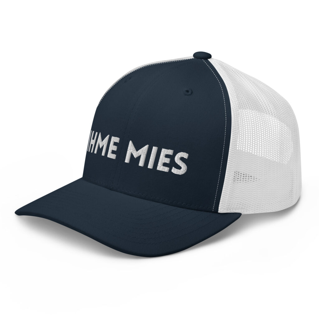 Ihme mies retro trucker Yupoong tummansininen / valkoinen etuvasen
